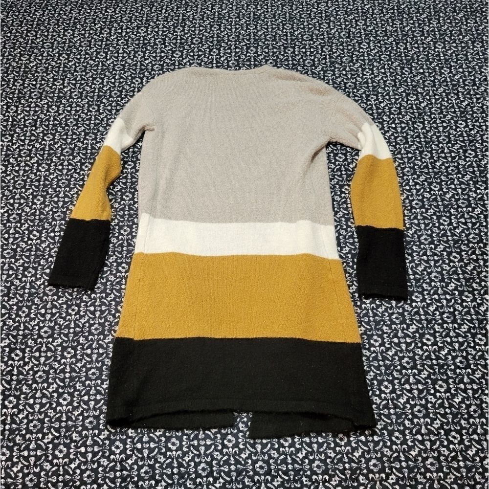 NWOT Daytrip Striped Color Block Butter Soft Fuzzy Casual Comfy Long Cardigan - Picture 2 of 5
